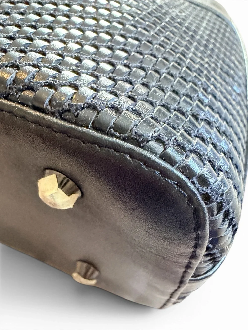 BOLITY Black Woven Leather Satchel Tote Bag Handle Purse Thailand Handmade NWT